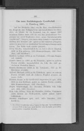 Die neue fruchtbringende Gesellschaft in Hamburg 1662.