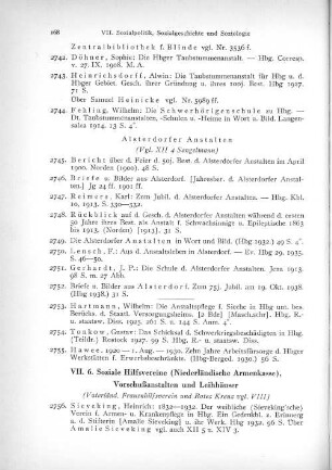 VII. 6. Soziale Hilfsvereine (Niederländische Armenkasse), Vorschußanstalten und Leihhäuser