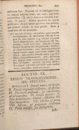 Sectio IX. Legum Transgressiones, Seu Peccata.