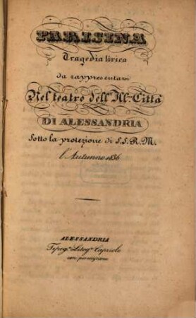 Parisina : Tragedia lirica