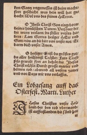 Ein Lobgesang auff das || Osterfest. Marti. Luther ||