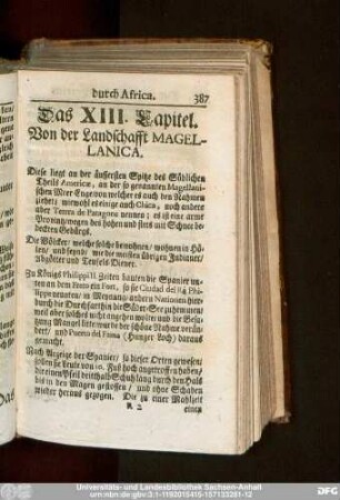 Das XIII. Capitel. Von der Landschafft Magellanica.