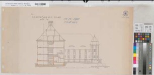 Unna (Unna) Lehrerseminar Schnitt 1911 1 : 100 43 x 83 farb. Druck Staatshochbauamt Soest