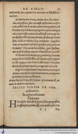 Sectio Tertia de Universi unitate.