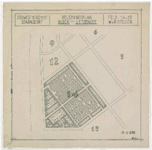 Belegungspläne Lietzensee (Originale) Südwestkirchhof Stahnsdorf - Feld 13,14 Wahl-und Reihenstellen