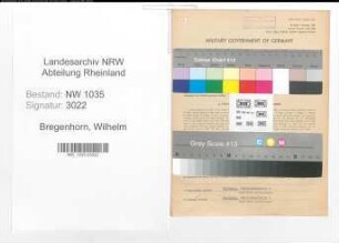 Entnazifizierung Wilhelm Bregenhorn , geb. 02.07.1904 (Loeschmeister)