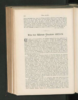 Von den Wiener Theatern 1903/04