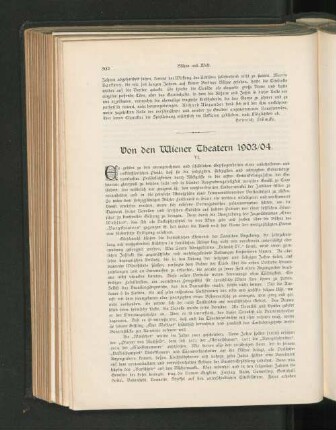 Von den Wiener Theatern 1903/04