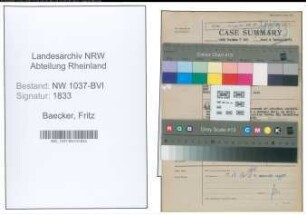 Entnazifizierung Fritz Baecker , geb. 01.02.1901 (Geschaeftsfuehrer)