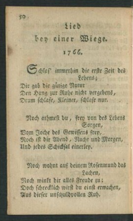 Lied bey einer Wiege. 1766.