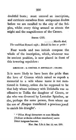Stanza CIII. [Notice of the Tomb of Cecilia Metella]