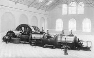 Einkurbel-Verbundmaschine mit Zwischenstück (Hanomag, Hannover) : Technikgeschichte | Maschinenbau | Kraftmaschinen | Dampfmaschinen