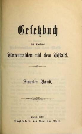Gesetzbuch des Kantons Unterwalden nid dem Wald, 2