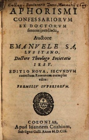 Aphorismi Confessariorvm Ex Doctorvm sententijs collecti