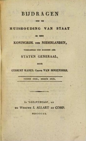Bijdragen tot de huishouding van staat in het Koninkrijk der Nederlanden. 4. 1820