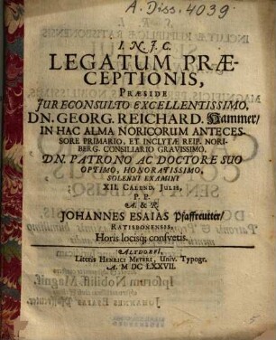 Legatum Praeceptionis