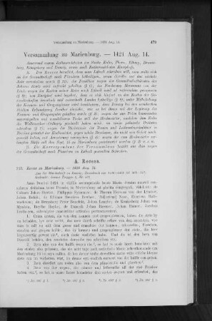 Versammlung zu Marienburg. - 1424 Aug. 14.