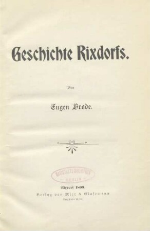 Geschichte Rixdorfs