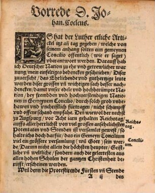 Ein nötig vnd Christlich Bedencken, auff des Luthers Artickeln, die man Gemeynem Concilio fürtragen sol