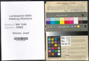 Entnazifizierung Josef Simons , geb. 01.09.1889 (Richter)