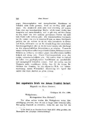 Drei ungedruckte Briefe von Johann Friedrich Herbert