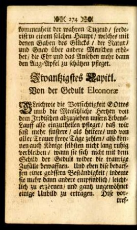 Zwantzigstes Capitl. Von der Gedult Eleonorae