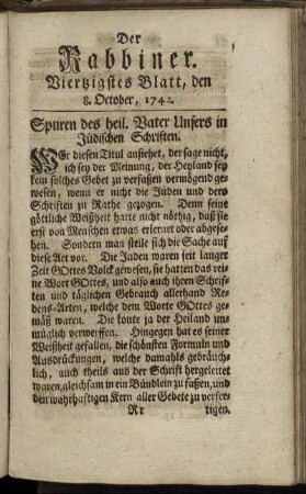 Vierzigstes Blatt, den 8. October, 1742.