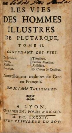 Les vies des hommes illustres, 2