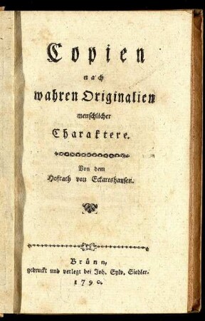Copien nach wahren Originalien menschlicher Charaktere