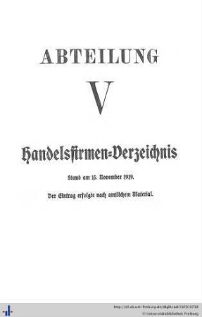 Abteilung V. Handelsfirmen-Verzeichnis.