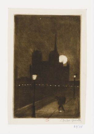 Seineufer mit Notre Dame bei Nacht