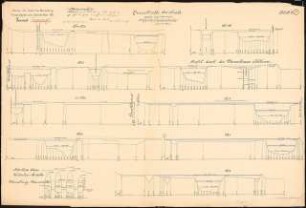 Ausbau der Saale bei Merseburg Schinkelwettbewerb 1917: Querschnitte der Saale mit Waterloo-Brücke in Merseburg und Schleuse bei Meuschau 1:500 (Längen), 1:100 (Höhen)