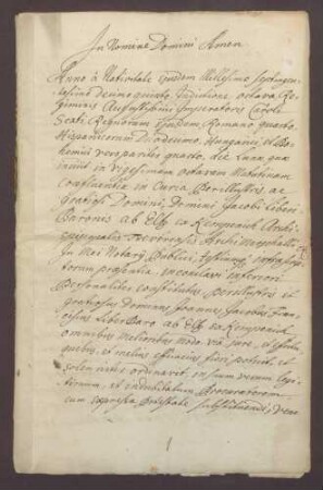 Procuratorium des Johann Jakob Franz von Eltz-Kempenich für den Speyerer Sexpraebendar Holzheimer.