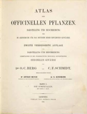 Atlas der officinellen Pflanzen Darstellung und Beschreibung der im Arzneibuche für das deutsche Reich erwähnten Gewächse, 1
