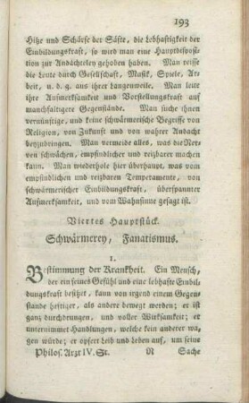 Viertes Hauptstück. Schwärmerey, Fanatismus.