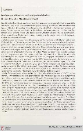 28: Wachsames Mitdenken und ruhiges Nachdenken : 60 Jahre Deutscher Altphilologenverband