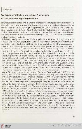 28: Wachsames Mitdenken und ruhiges Nachdenken : 60 Jahre Deutscher Altphilologenverband