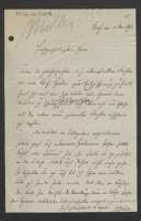 Brief von Johann Müller an Unbekannt