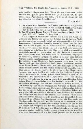 140-141 [Rezension] Francisco de Javier, Die Briefe des Francisco de Xavier