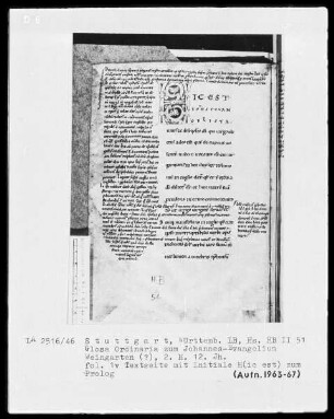 Evangelium secundum Johannem cum Glossa ordinaria — Initiale H(ic est), Folio 1verso