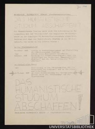 Das Humanistische Studium abschaffen?