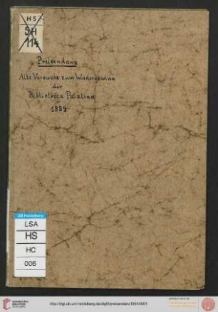 Alte Versuche zum Wiedergewinn der Bibliotheca Palatina