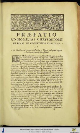 Praefatio ad homilias Chrysostomi.