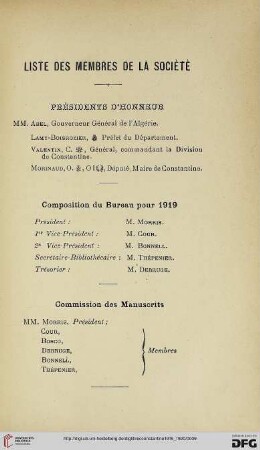 Liste des membres de la Société