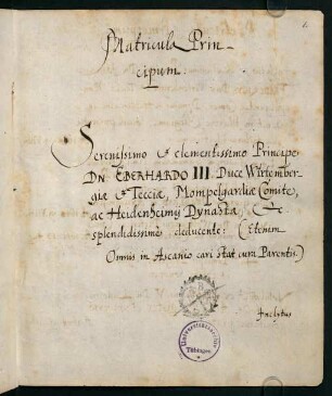 Matricula Principum
