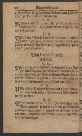 Von Expensen und Unkosten.