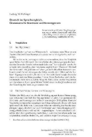 Deutsch im Sprachvergleich : grammatische Kontraste und Konvergenzen