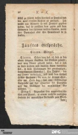 Fünftes Gespräche. Cicero. Virgil.