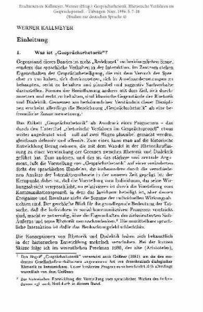Einleitung. Was ist "Gesprächsrhetorik"?