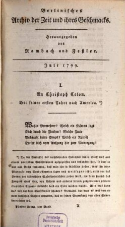 Berlinisches Archiv der Zeit und ihres Geschmacks. 1799,2, 1799, 2